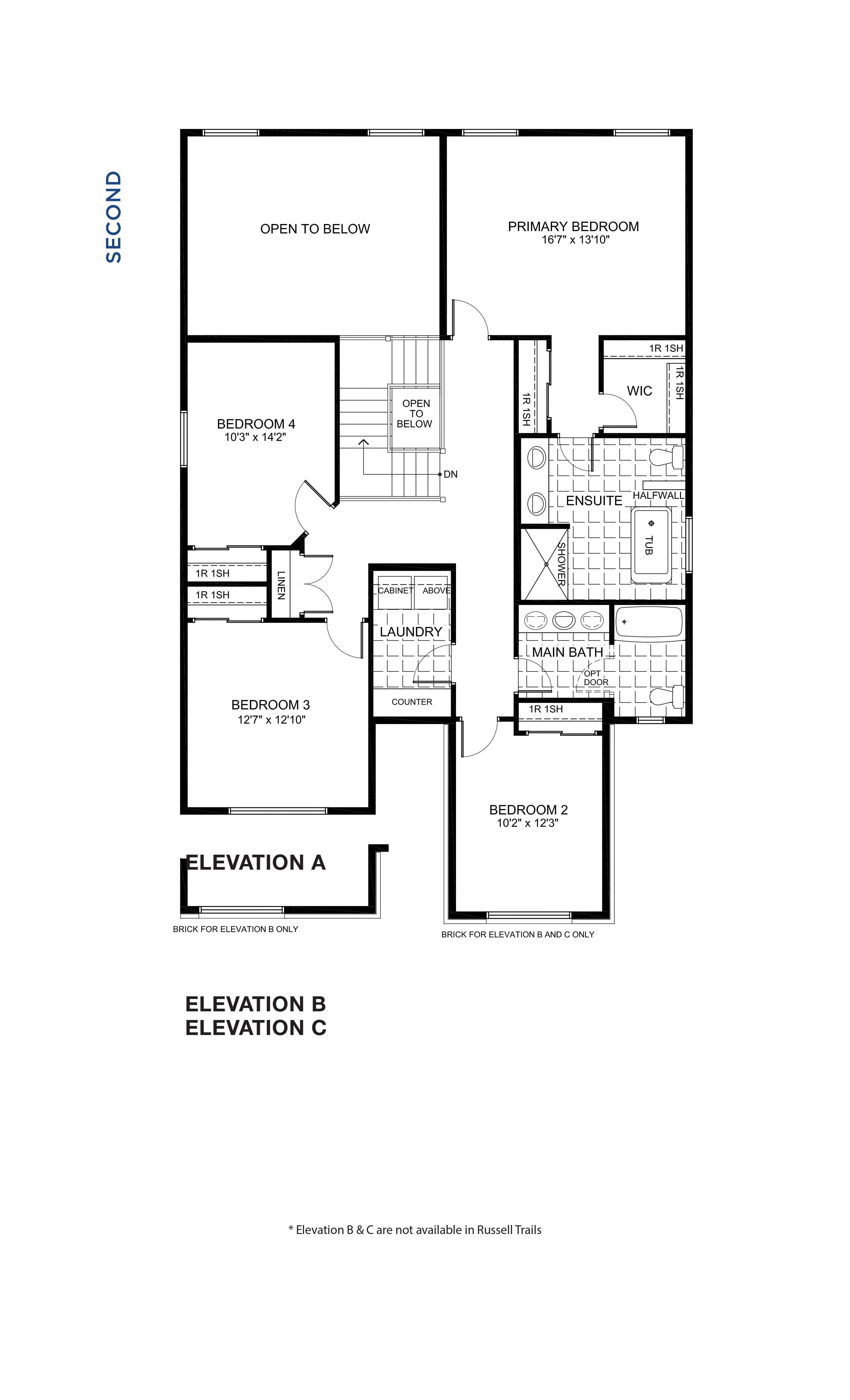 Floorplan Second Level - Bradshaw