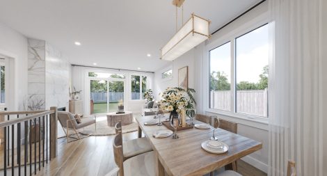 Dining room with view to great room and back yard.